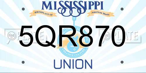 5QR870 Mississippi License Plate