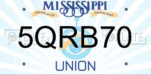 5QRB70 Mississippi License Plate