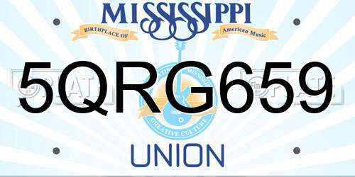 5QRG659 Mississippi License Plate