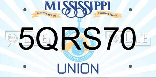 5QRS70 Mississippi License Plate