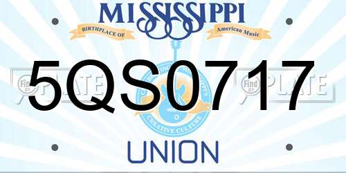 5QS0717 Mississippi License Plate