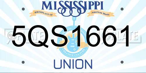 5QS1661 Mississippi License Plate