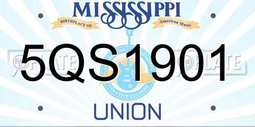 5QS1901 Mississippi License Plate