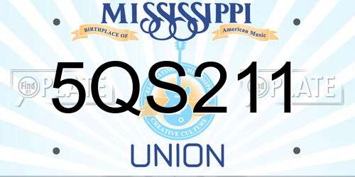 5QS211 Mississippi License Plate