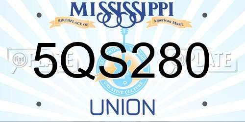 5QS280 Mississippi License Plate