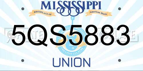 5QS5883 Mississippi License Plate