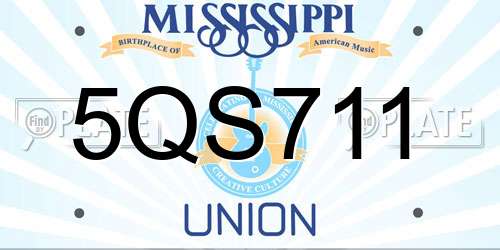 5QS711 Mississippi License Plate