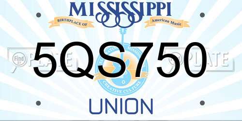 5QS750 Mississippi License Plate
