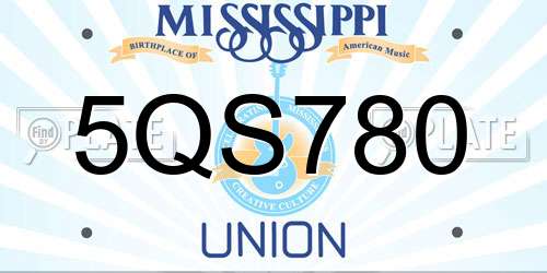 5QS780 Mississippi License Plate