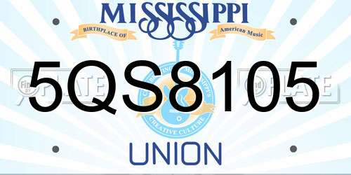 5QS8105 Mississippi License Plate