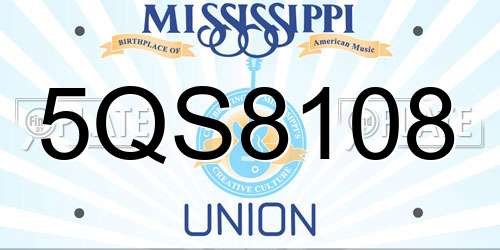 5QS8108 Mississippi License Plate