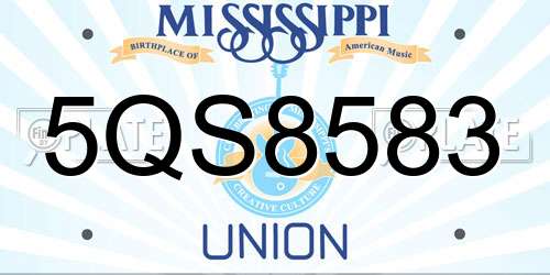 5QS8583 Mississippi License Plate