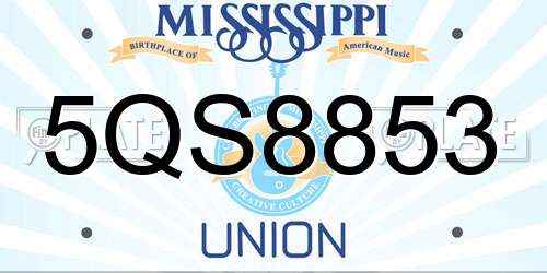 5QS8853 Mississippi License Plate