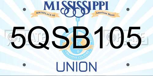 5QSB105 Mississippi License Plate