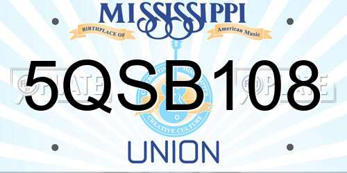 5QSB108 Mississippi License Plate