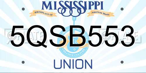 5QSB553 Mississippi License Plate