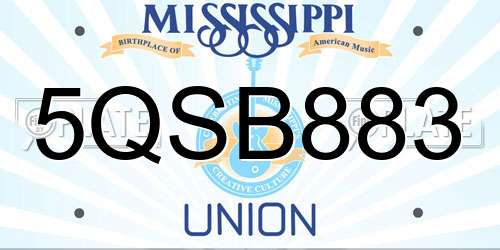 5QSB883 Mississippi License Plate