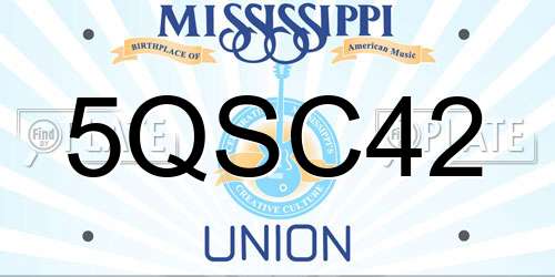 5QSC42 Mississippi License Plate