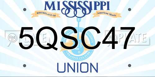 5QSC47 Mississippi License Plate