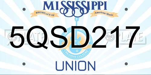 5QSD217 Mississippi License Plate