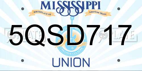5QSD717 Mississippi License Plate