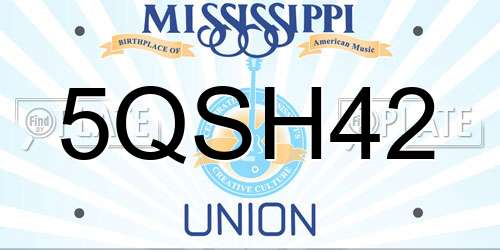5QSH42 Mississippi License Plate