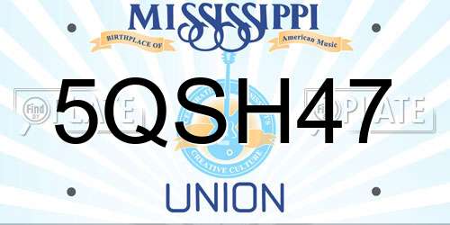 5QSH47 Mississippi License Plate