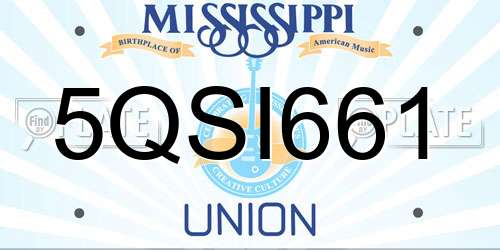 5QSI661 Mississippi License Plate