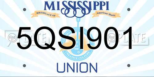 5QSI901 Mississippi License Plate