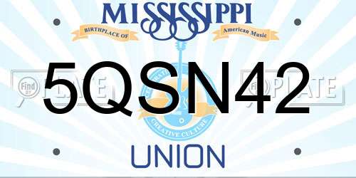 5QSN42 Mississippi License Plate