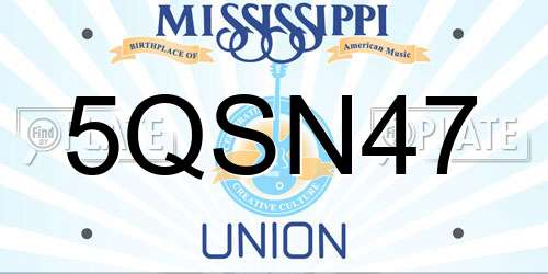 5QSN47 Mississippi License Plate