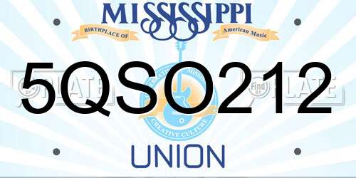 5QSO212 Mississippi License Plate