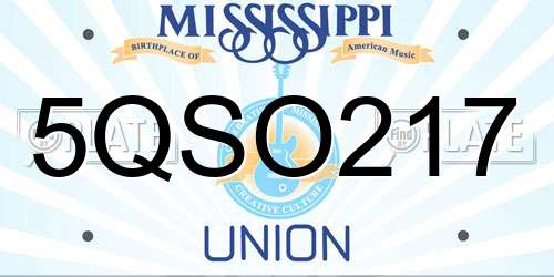 5QSO217 Mississippi License Plate