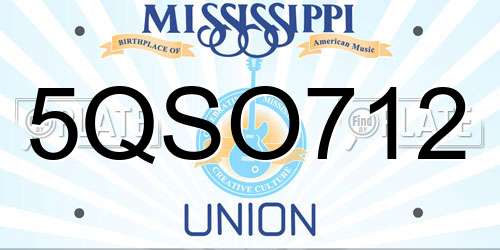 5QSO712 Mississippi License Plate