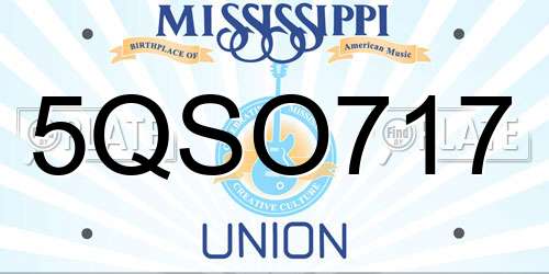 5QSO717 Mississippi License Plate