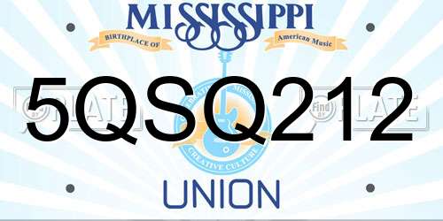 5QSQ212 Mississippi License Plate