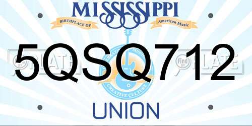 5QSQ712 Mississippi License Plate