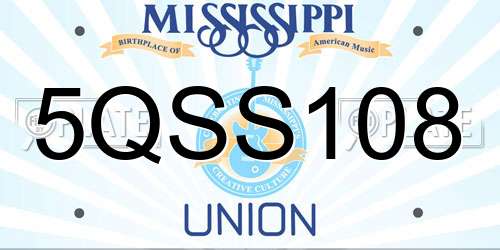 5QSS108 Mississippi License Plate