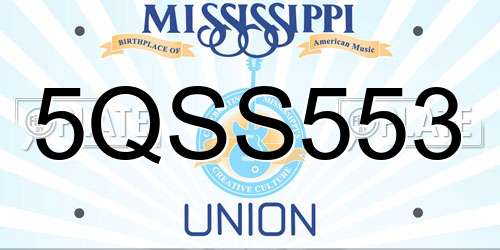 5QSS553 Mississippi License Plate