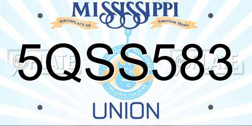 5QSS583 Mississippi License Plate