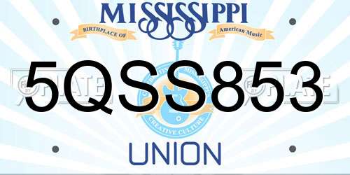 5QSS853 Mississippi License Plate