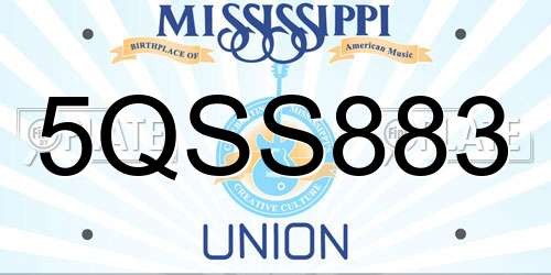 5QSS883 Mississippi License Plate