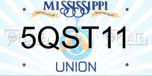 5QST11 Mississippi License Plate