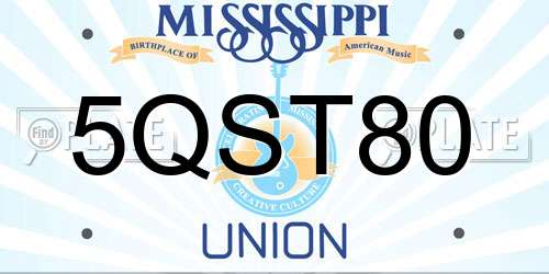 5QST80 Mississippi License Plate
