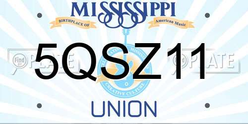 5QSZ11 Mississippi License Plate