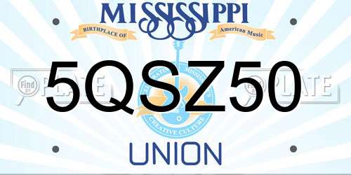5QSZ50 Mississippi License Plate