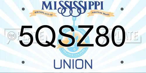 5QSZ80 Mississippi License Plate