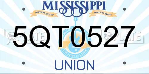 5QT0527 Mississippi License Plate