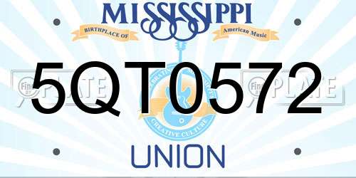 5QT0572 Mississippi License Plate