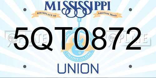5QT0872 Mississippi License Plate